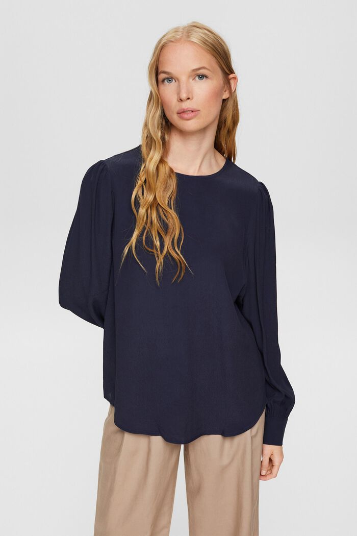 Plain blouse, NAVY, detail image number 1