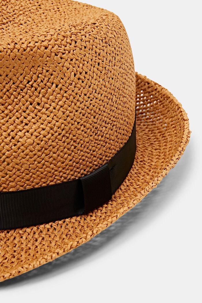 Woven trilby hat, CAMEL, detail image number 1
