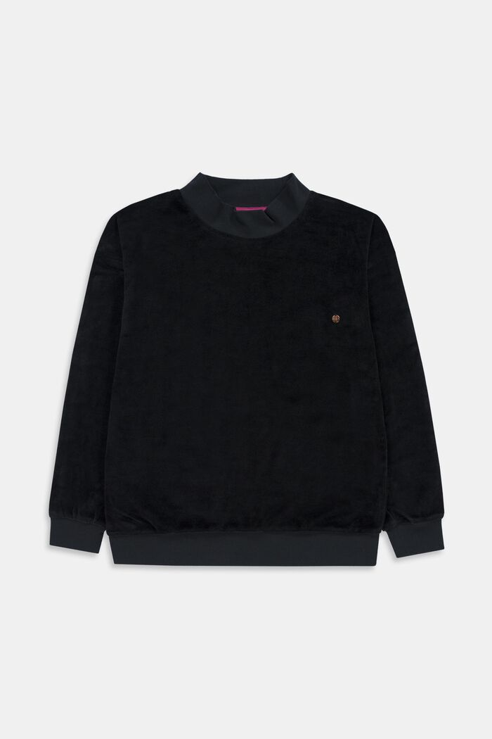 Velvet sweatshirt, BLACK, detail image number 0