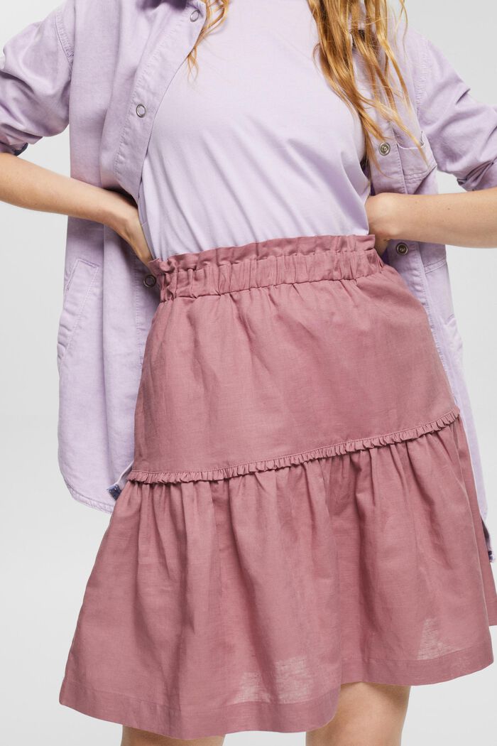 Mini skirt made of blended linen, MAUVE, detail image number 0