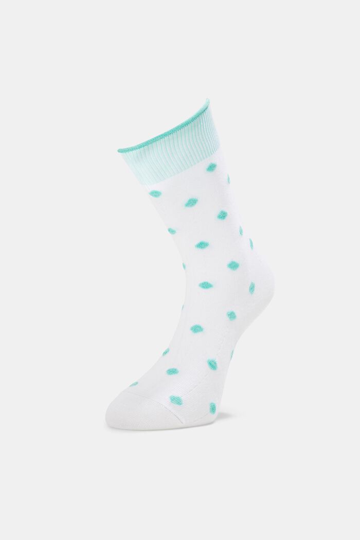 Blended cotton socks with rolled cuffs, WHITE, detail image number 2