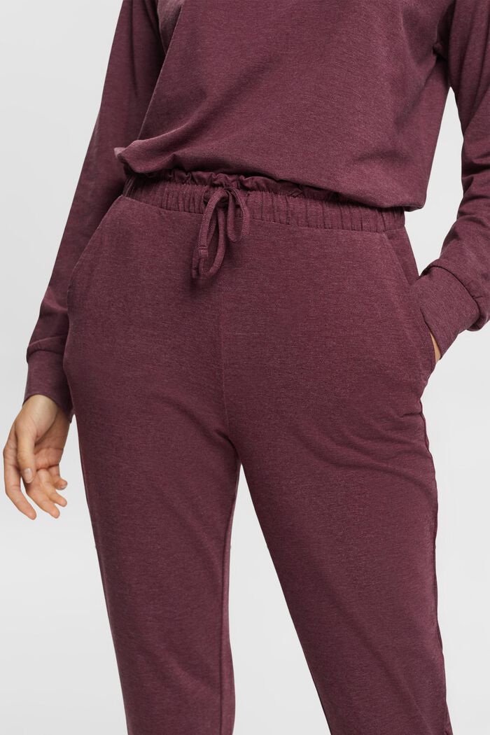 Jersey trousers with elasticated waistband, BORDEAUX RED, detail image number 2