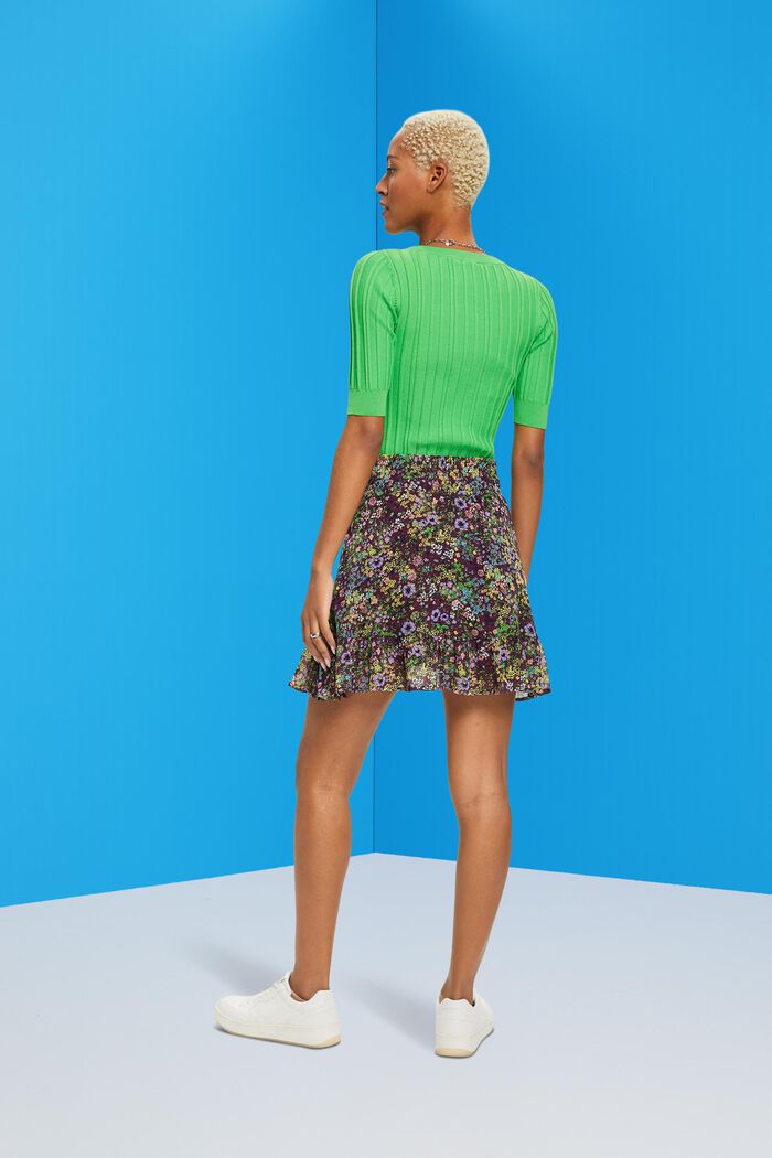 Floral mini skirt, DARK PURPLE, detail image number 3