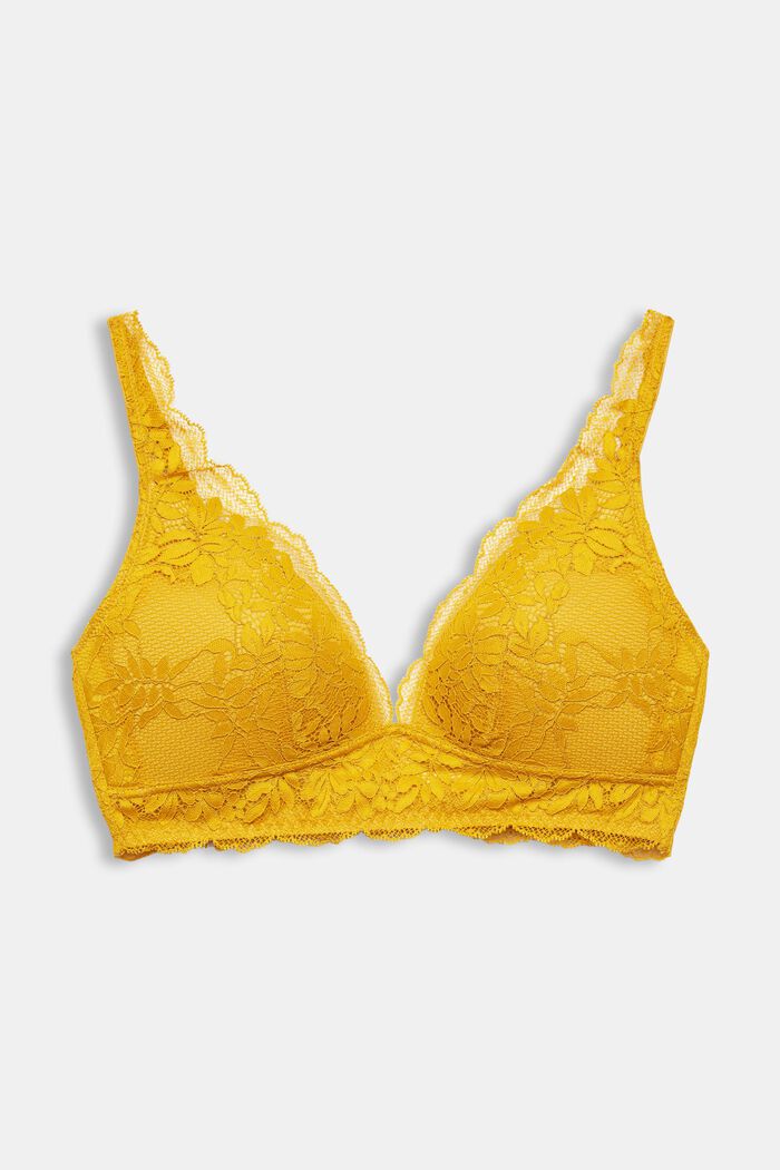 Non-wired push-up bra made of lace, HONEY YELLOW, detail image number 1