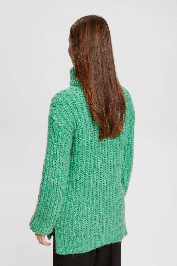Chunky roll neck jumper with alpaca and wool, LIGHT GREEN, detail image number 3