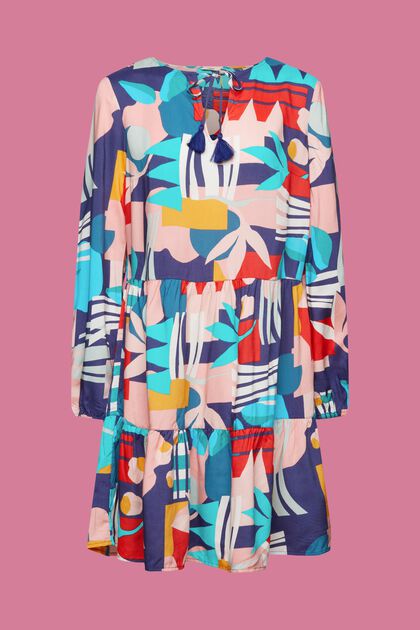 Beach dress with multi-coloured print