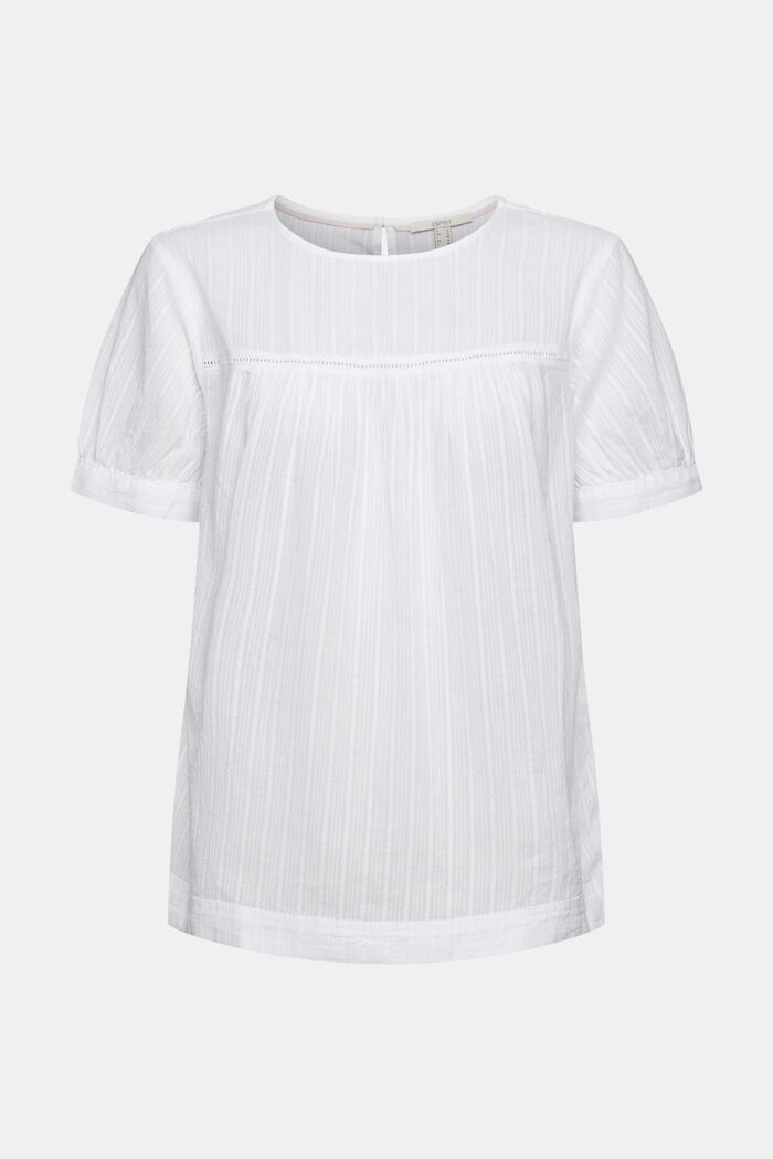 Short sleeve blouse with a woven pattern, 100% cotton