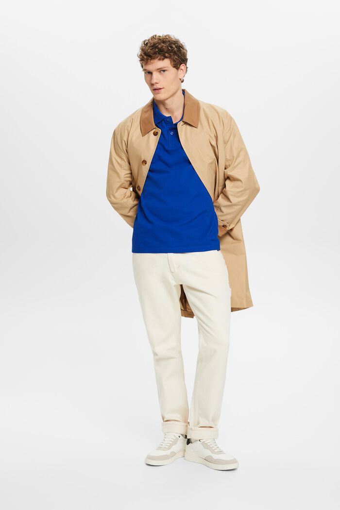 Cotton Pique Polo Shirt, BRIGHT BLUE, detail image number 1