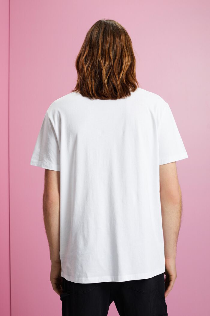 Sustainable cotton t-shirt with chest print, WHITE, detail image number 3