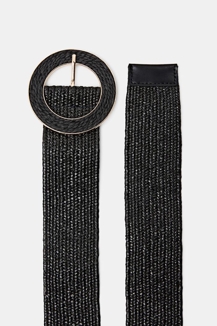 Raffia Waist Belt, BLACK, detail image number 1