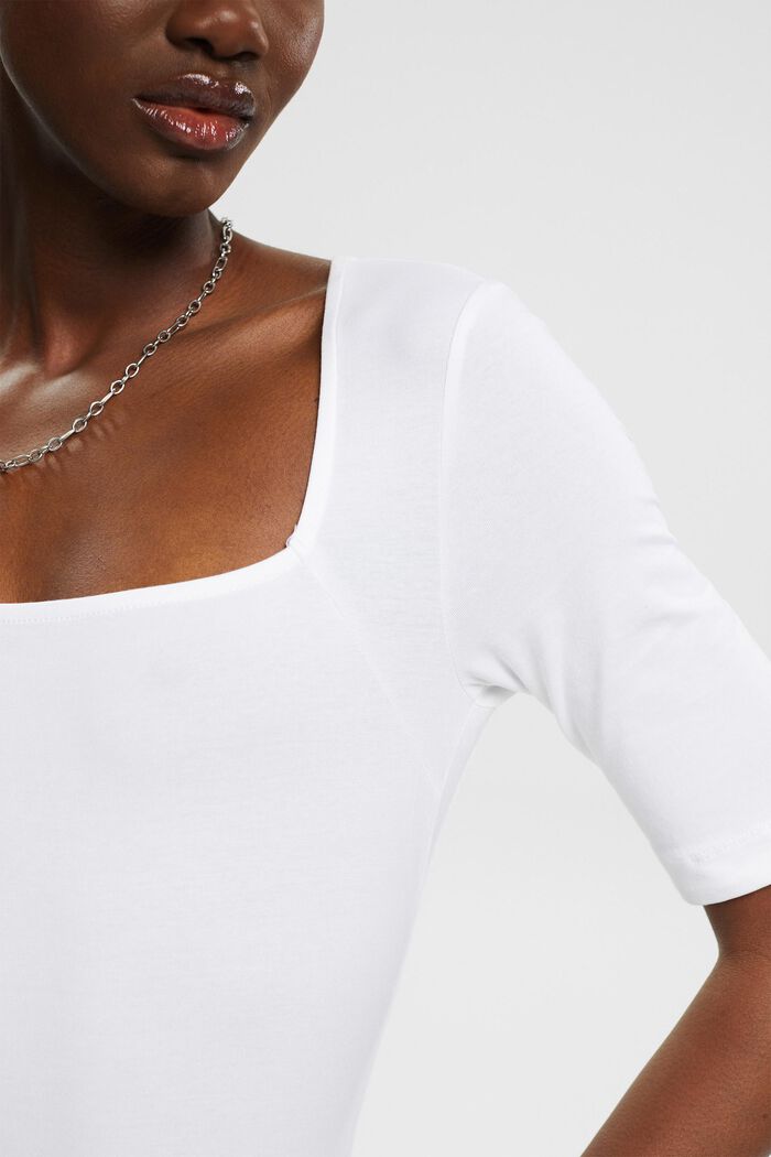 Top with square neckline, WHITE, detail image number 2