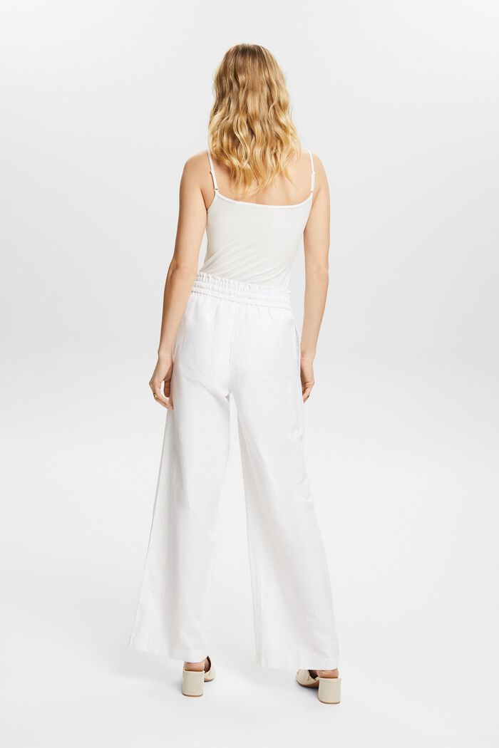 Cotton-Linen Pants, WHITE, detail image number 2