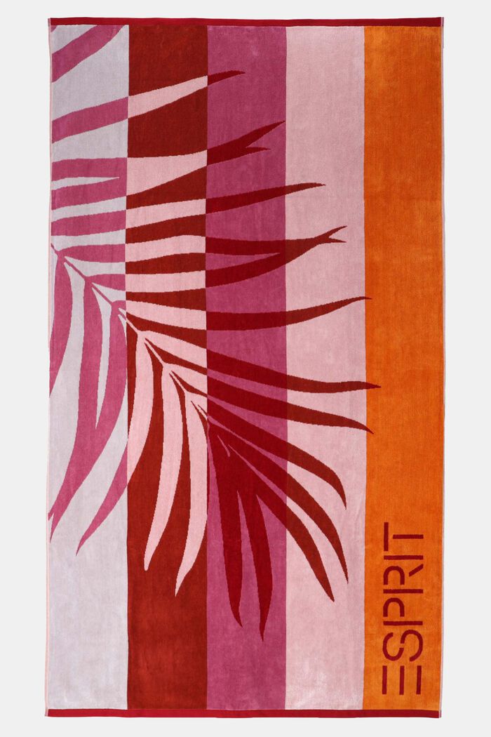 Striped towel with palm leaf, ROSE, detail image number 0