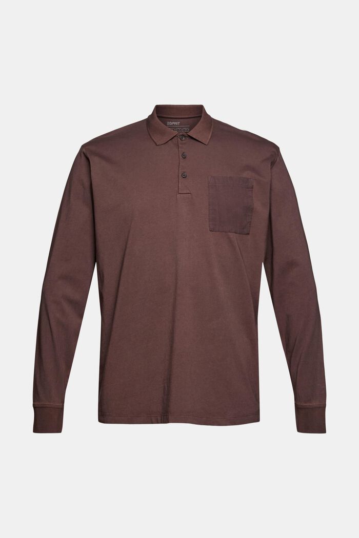 Long sleeve jersey polo shirt, 100% cotton