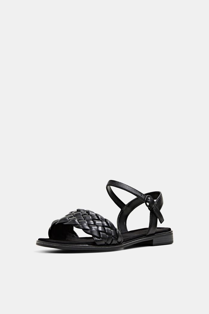 Sandals with braided straps, BLACK, detail image number 2