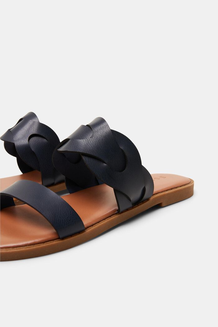 Braided Vegan Leather Slide Sandals, NAVY, detail image number 3