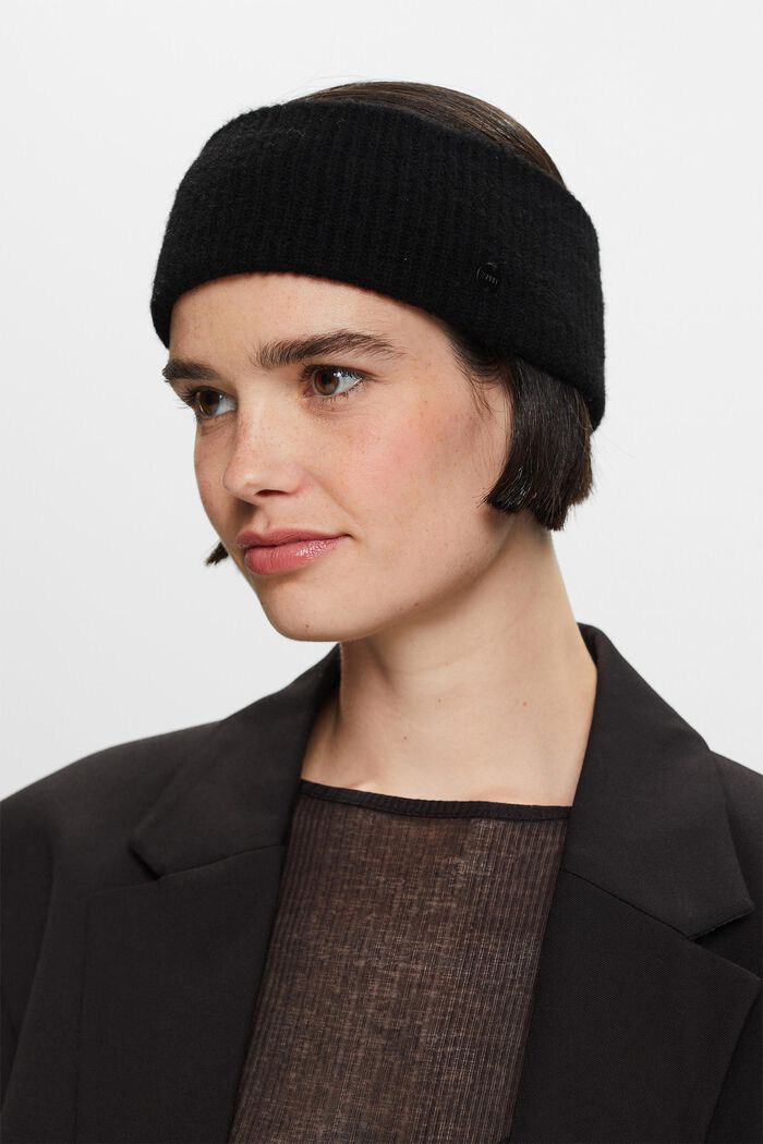 Rib knit headband, BLACK, detail image number 2