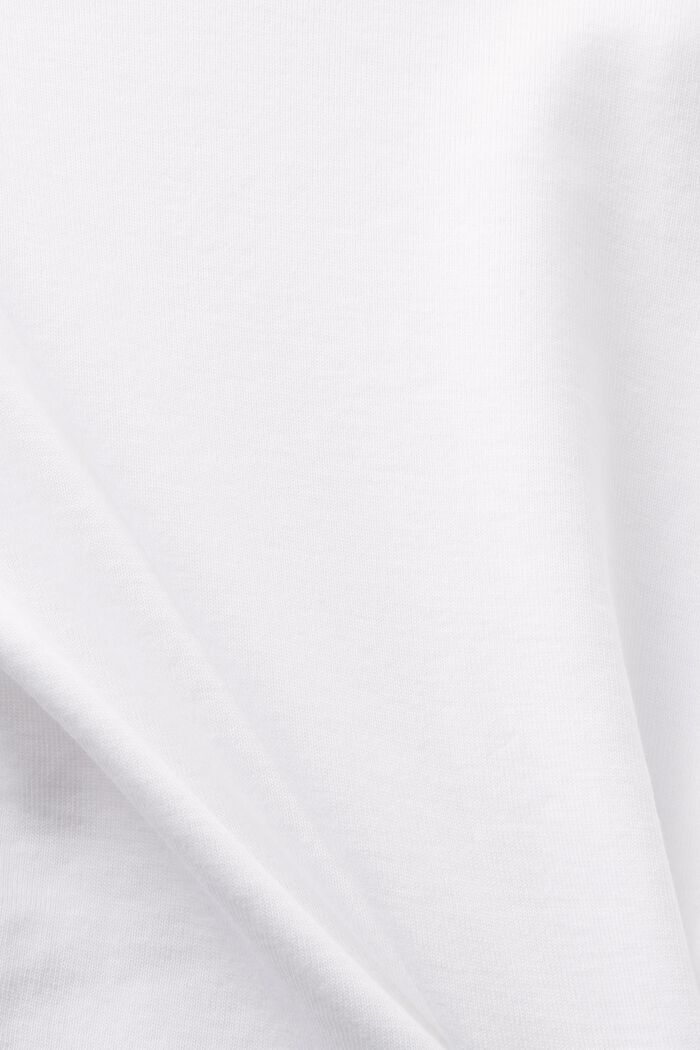 V-Neck Cotton T-Shirt, WHITE, detail image number 5