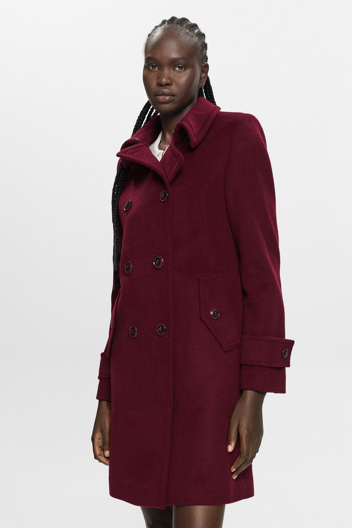 Recycled: wool blend coat, AUBERGINE, detail image number 0