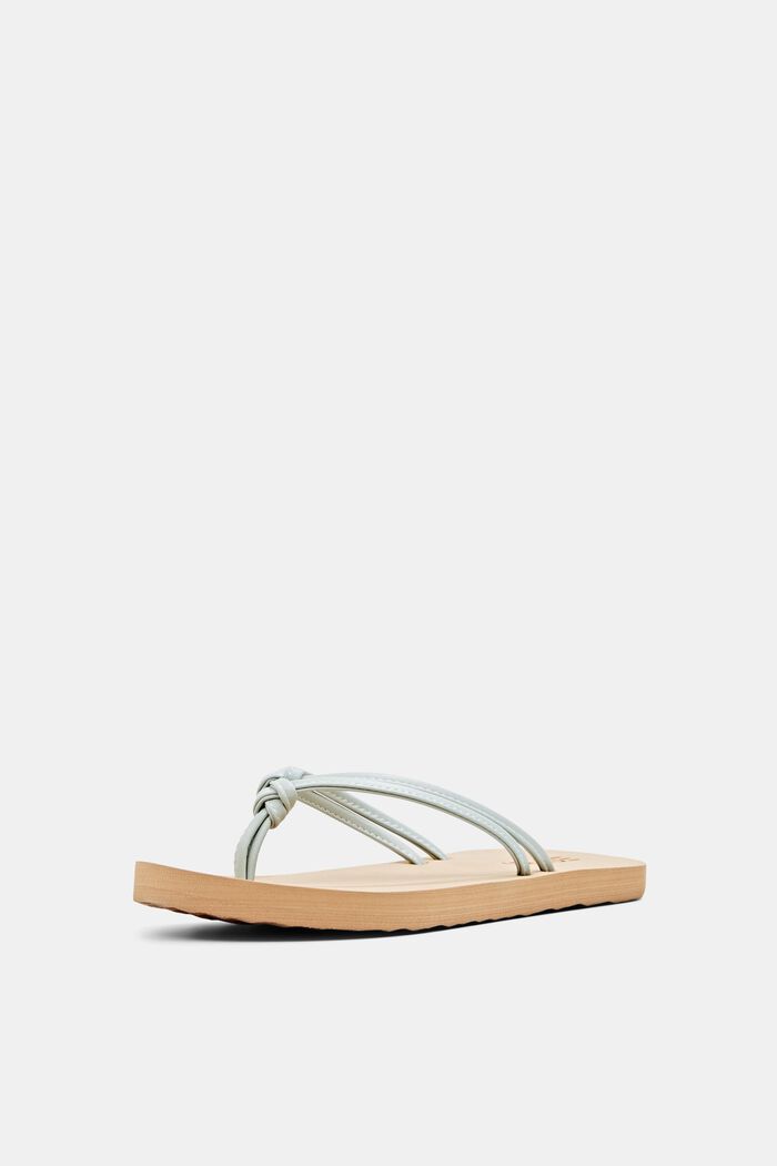 Slip slop sandals with faux leather straps, PASTEL GREEN, detail image number 2