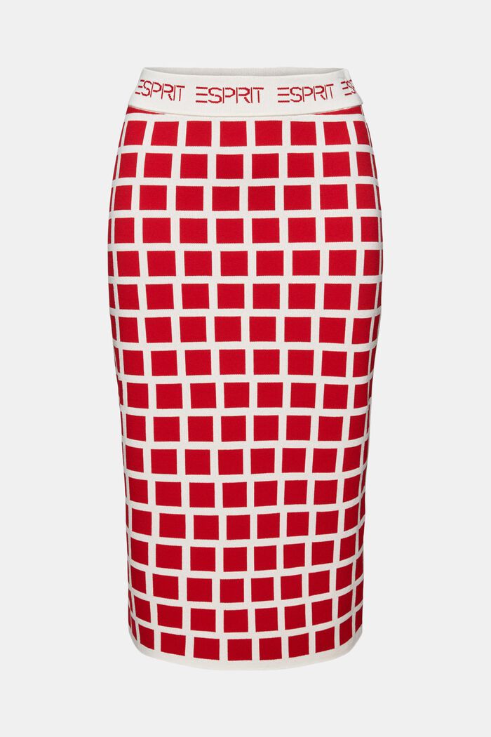 Logo Jacquard Knit Midi Skirt, DARK RED, detail image number 6