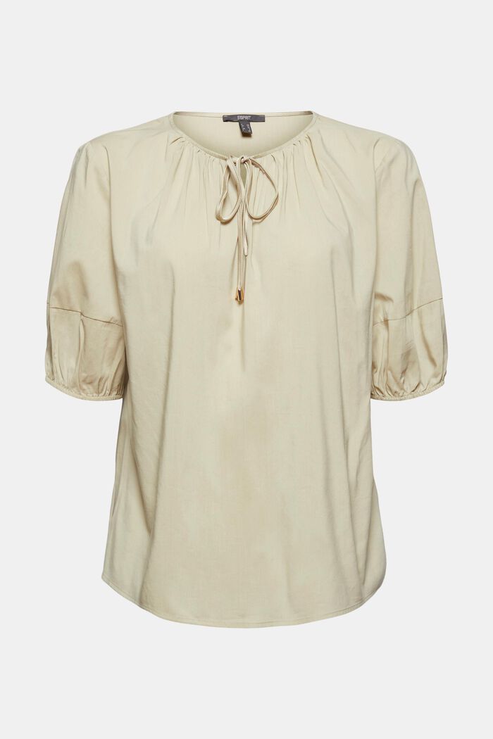 Blouse with mid-length sleeves made of blended cotton