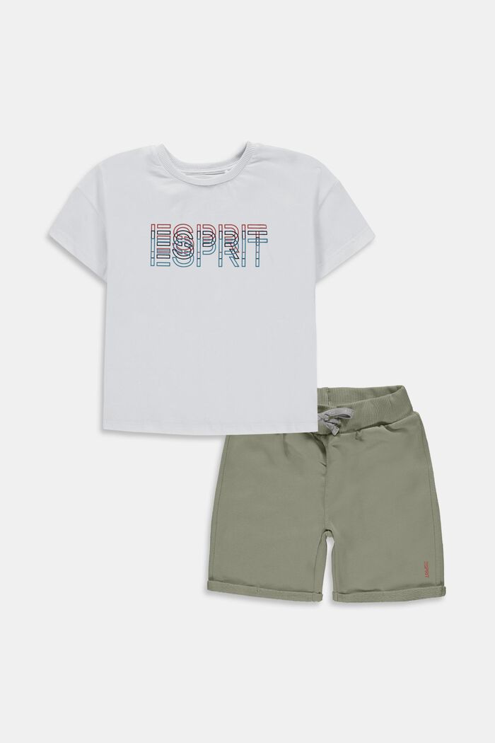 Mixed set: Logo print t-shirt and shorts, WHITE, detail image number 0