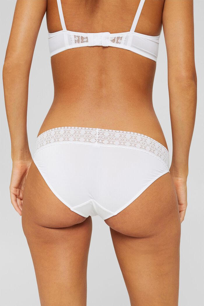 Recycled: double pack of microfibre briefs trimmed with lace, WHITE, detail image number 3