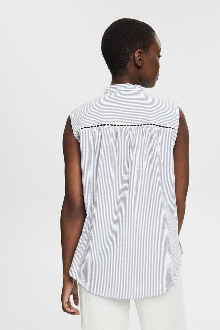 Short sleeve blouse with vertical stripes, WHITE, detail image number 3