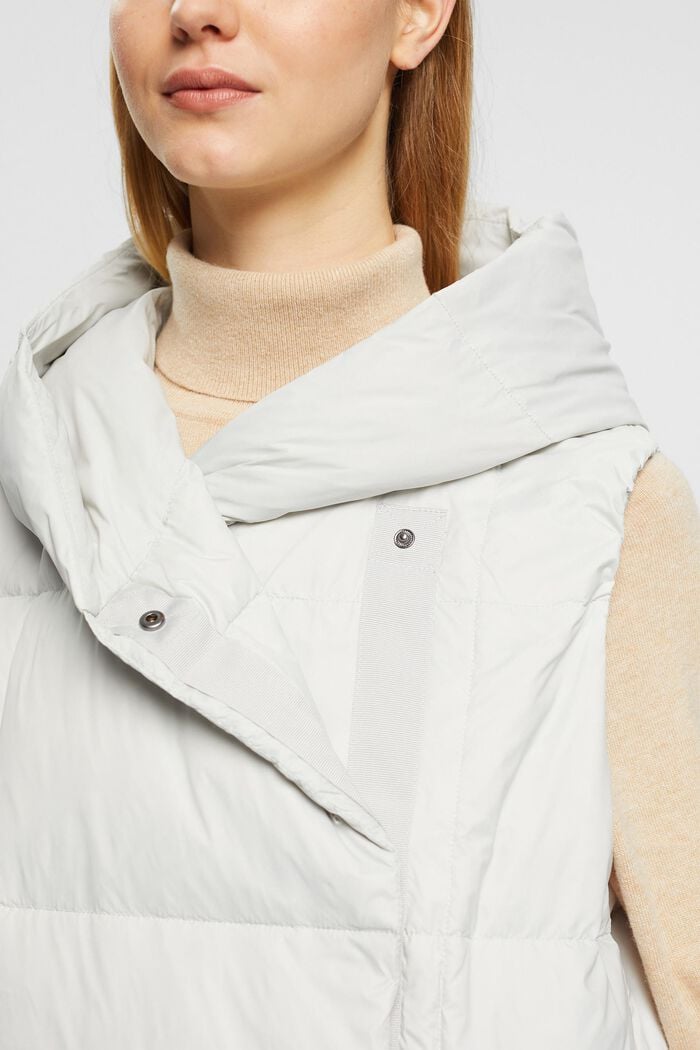 Longline quilted body warmer with recycled down, PASTEL GREY, detail image number 2