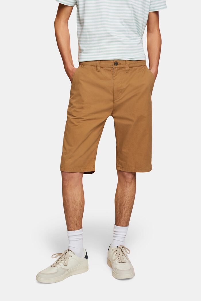 Sustainable cotton chino style shorts, CAMEL, detail image number 0
