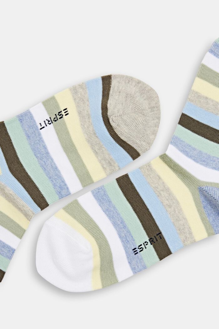 Double pack of striped socks in blended organic cotton, JADE, detail image number 1