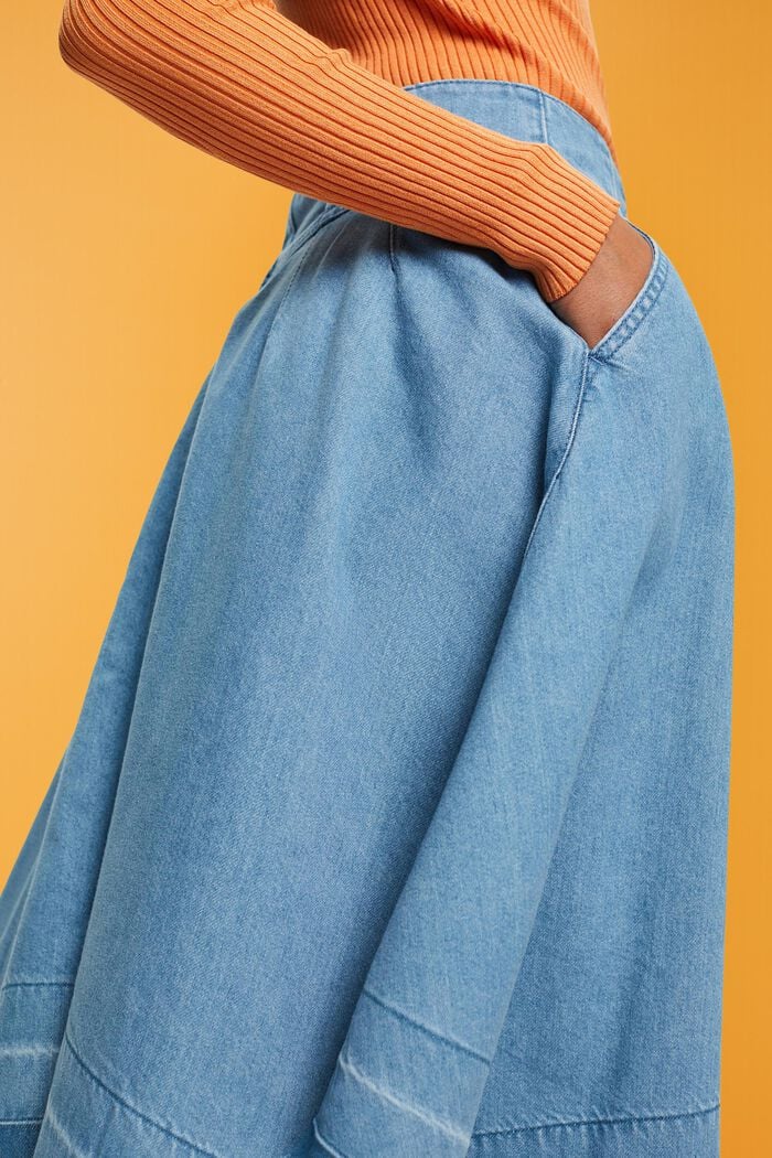 Asymmetrical denim skirt, BLUE LIGHT WASHED, detail image number 4