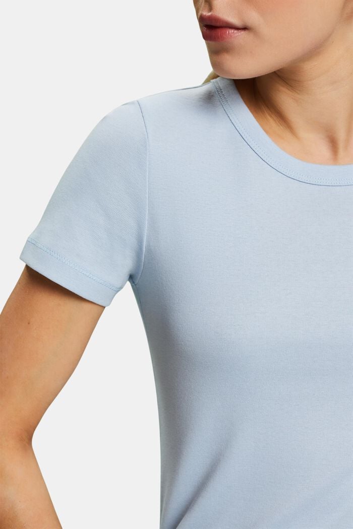 Cotton Short-Sleeve T-Shirt, LIGHT BLUE, detail image number 3