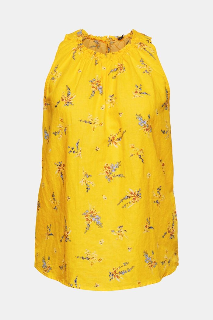 Blended linen blouse with a floral pattern, SUNFLOWER YELLOW, detail image number 7