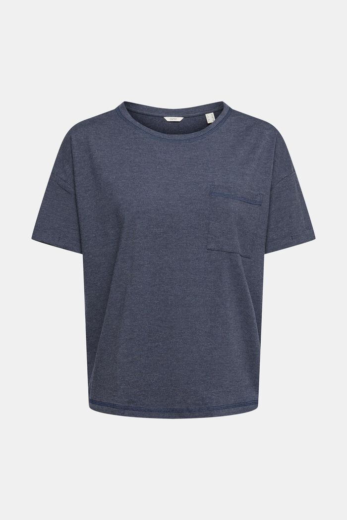 T-shirt with a breast pocket in blended cotton, NAVY, detail image number 4