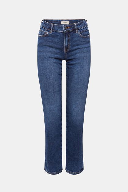 High-rise straight leg jeans, BLUE DARK WASHED, overview