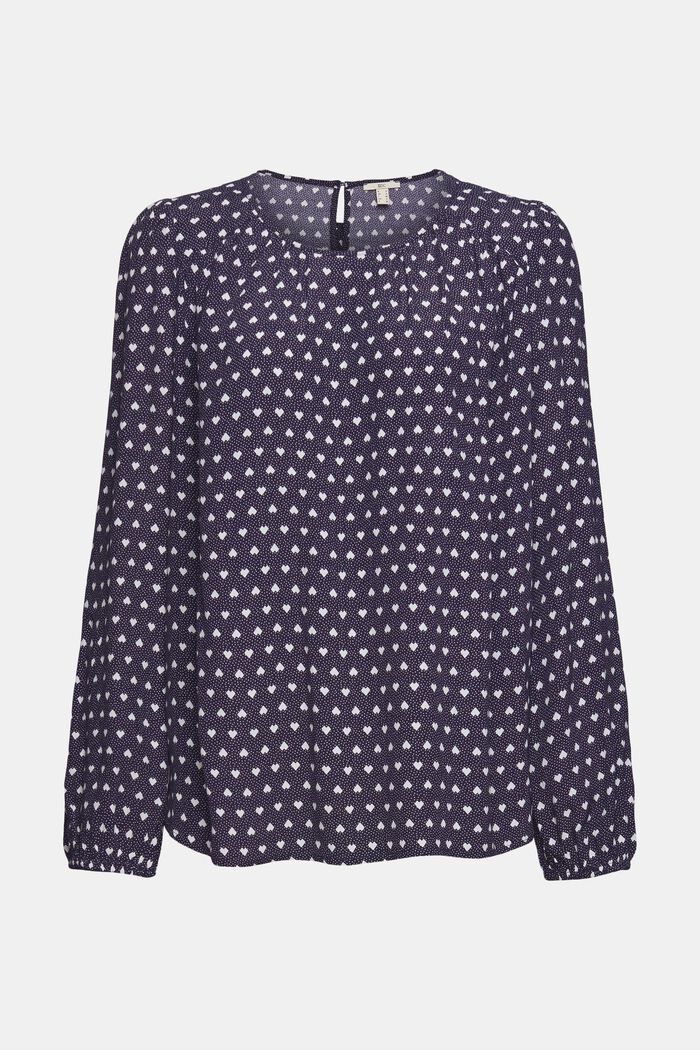 Blouse with an all-over print, NAVY, detail image number 5