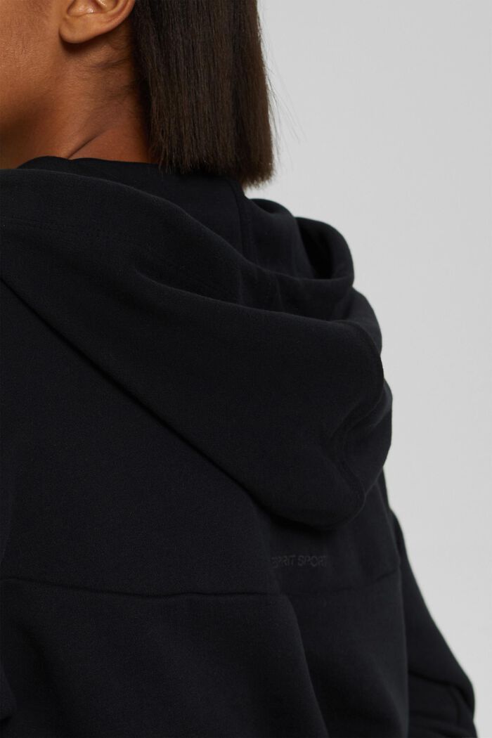 Sweatshirt hoodie, organic cotton blend, BLACK, detail image number 5