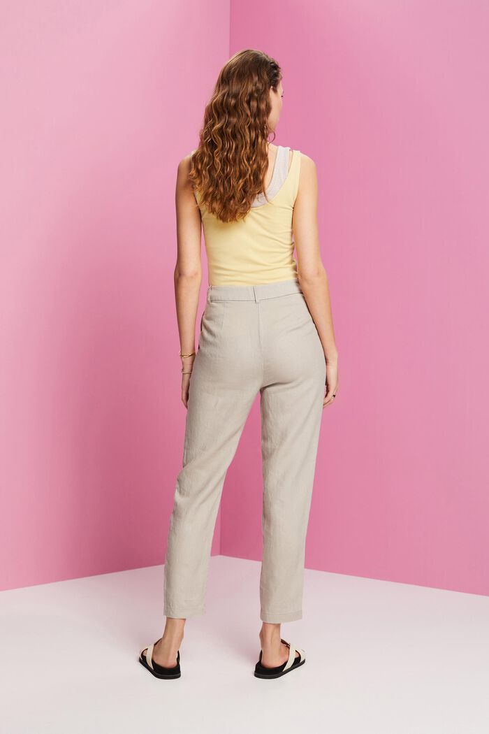 Cropped linen trousers, LIGHT TAUPE, detail image number 3