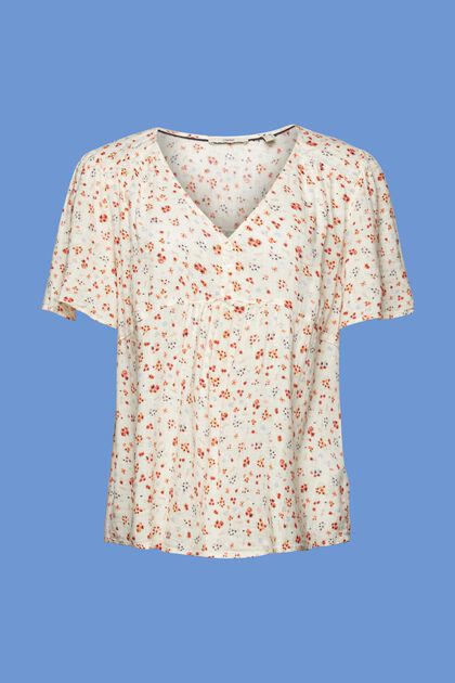 Patterned short sleeve blouse, cotton blend