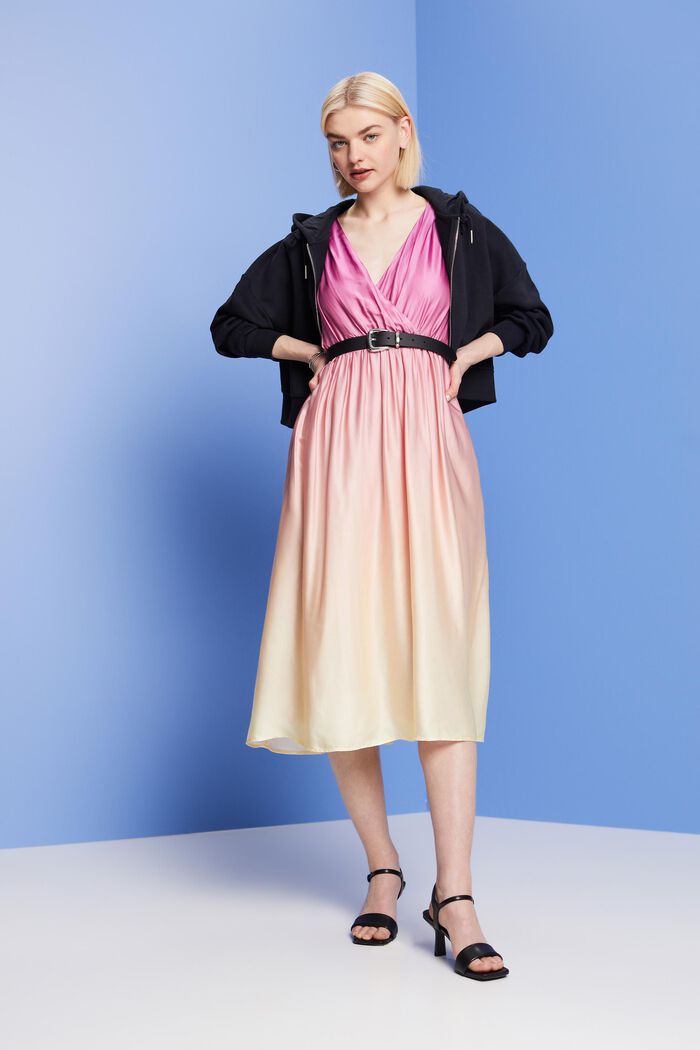 Patterned midi dress, LENZING™ ECOVERO™, PASTEL YELLOW, detail image number 1