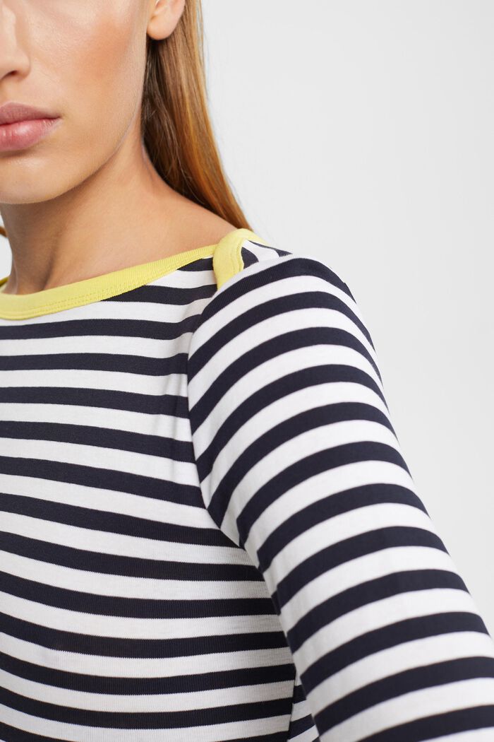 Striped boat neck shirt, NAVY BLUE, detail image number 2