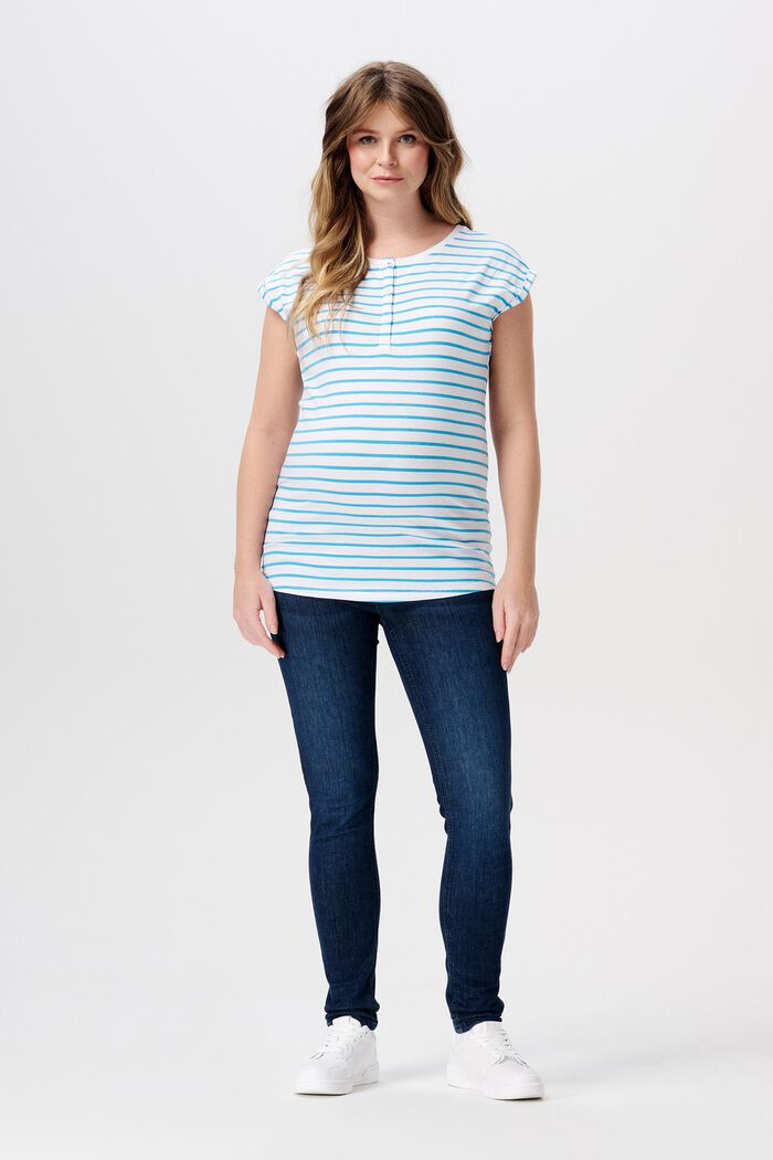 MATERNITY Organic Cotton-Blend Henley T-Shirt, BLUE, detail image number 1