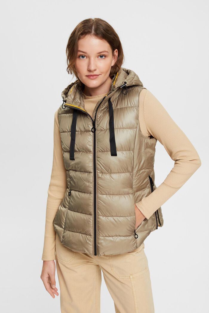 Body warmer with a detachable hood, PALE KHAKI, detail image number 0