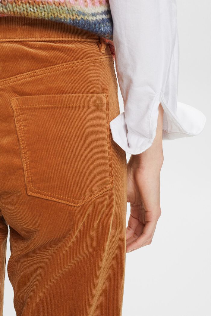 High-Rise Straight Fit Corduroy Trousers, CARAMEL, detail image number 4
