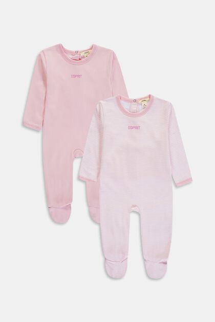 2-pack of rompers with organic cotton, BLUSH, overview