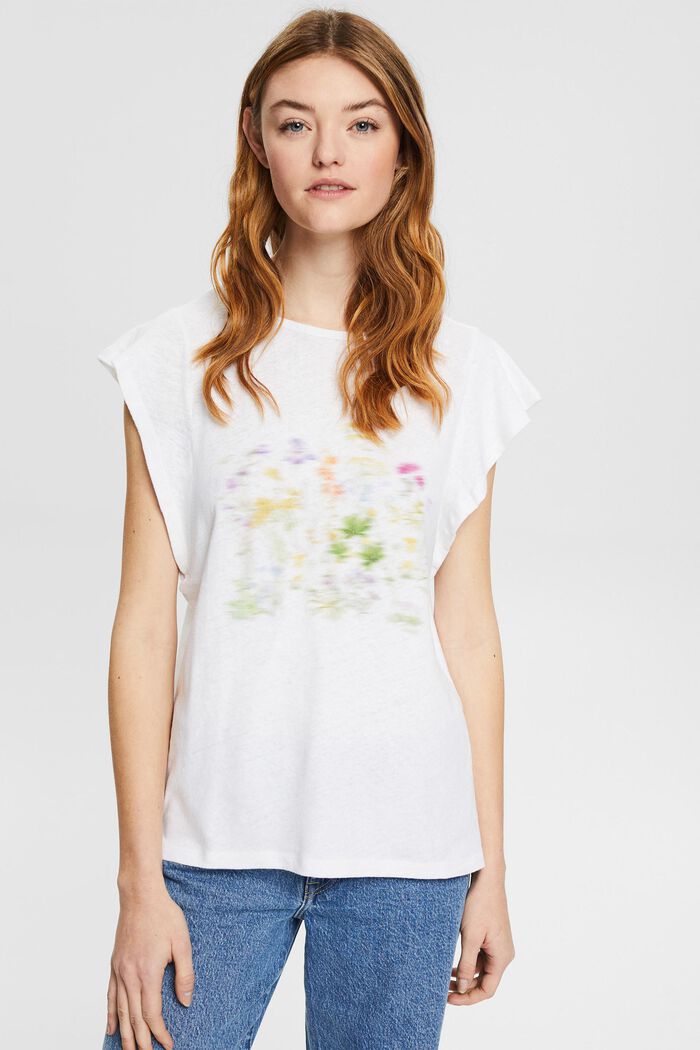 Linen blend: printed T-shirt