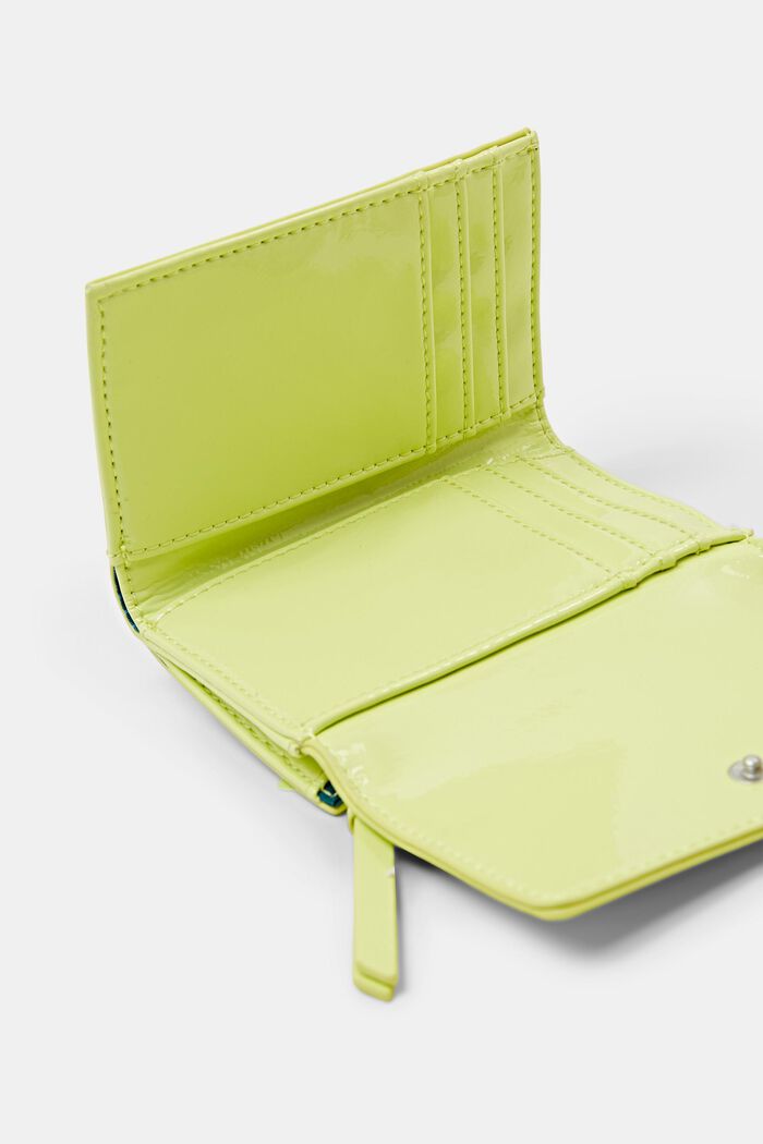 Glossy Fold-Over Wallet, LIME YELLOW, detail image number 4