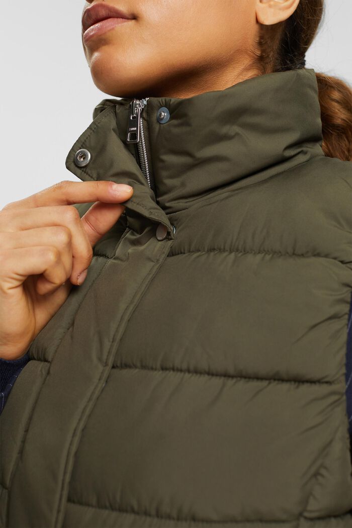 Cropped, quilted body-warmer, KHAKI GREEN, detail image number 2